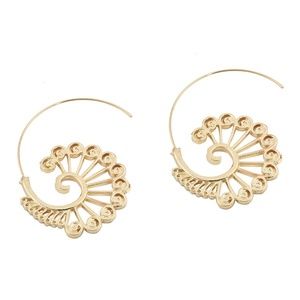 Gold Spiral Boho Festival Geometric Earrings New